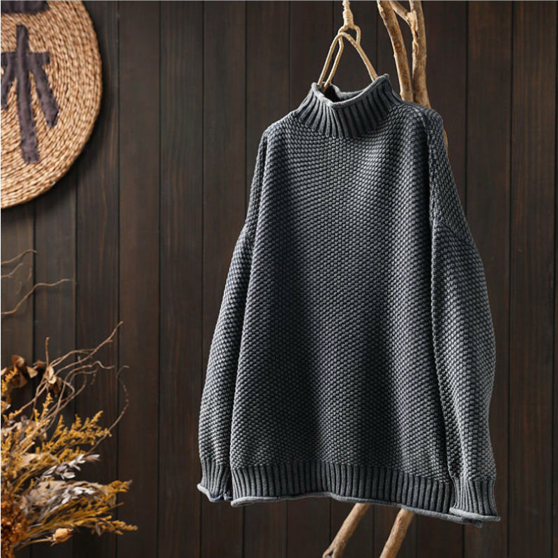 Cozy Long Collar Diamond Knit Sweater