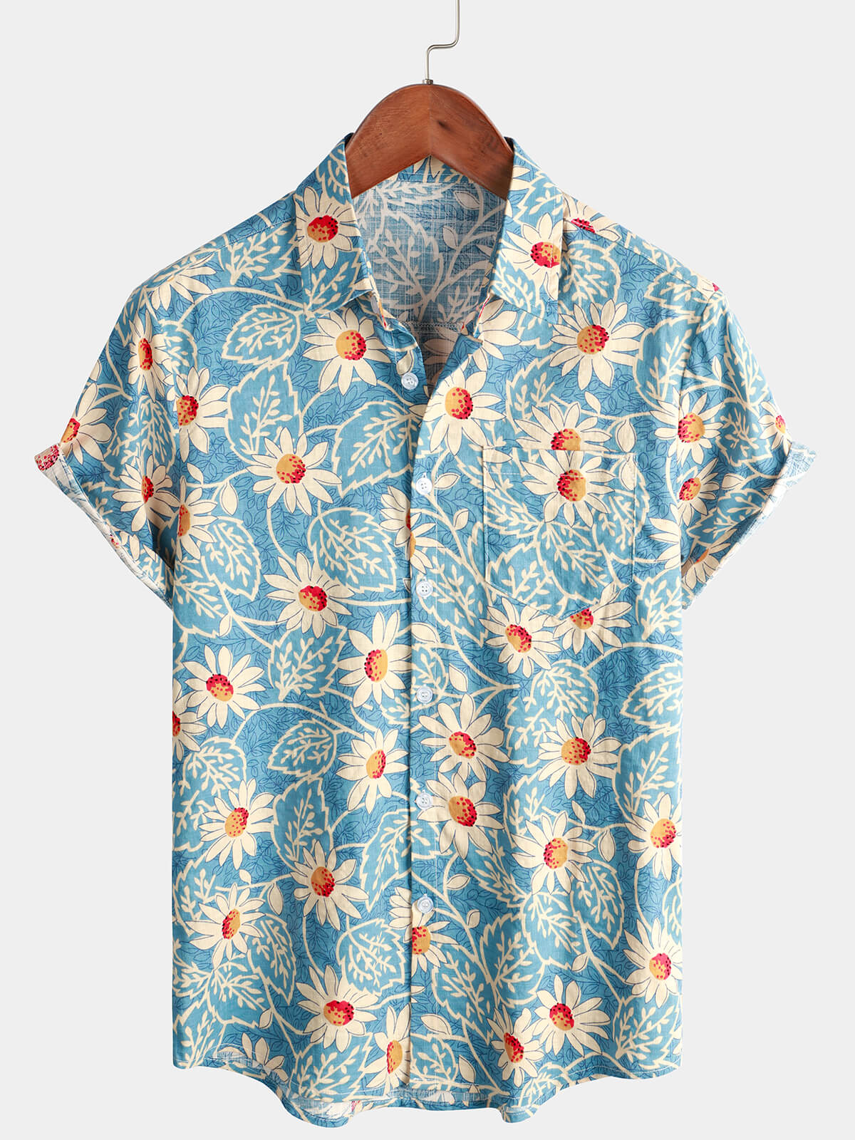 Men Floral Vintage Cotton Shirt