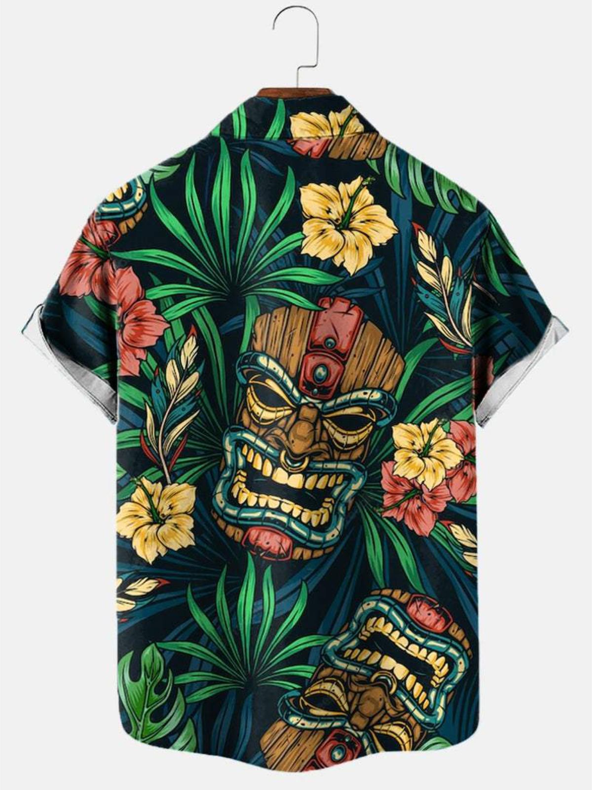 Hawaiian Hibiscus Palm Leaf Print Shirt