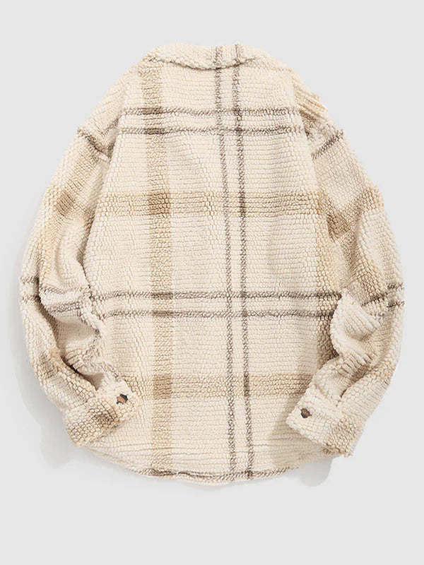 Plaid Fleece Button Down Jacket