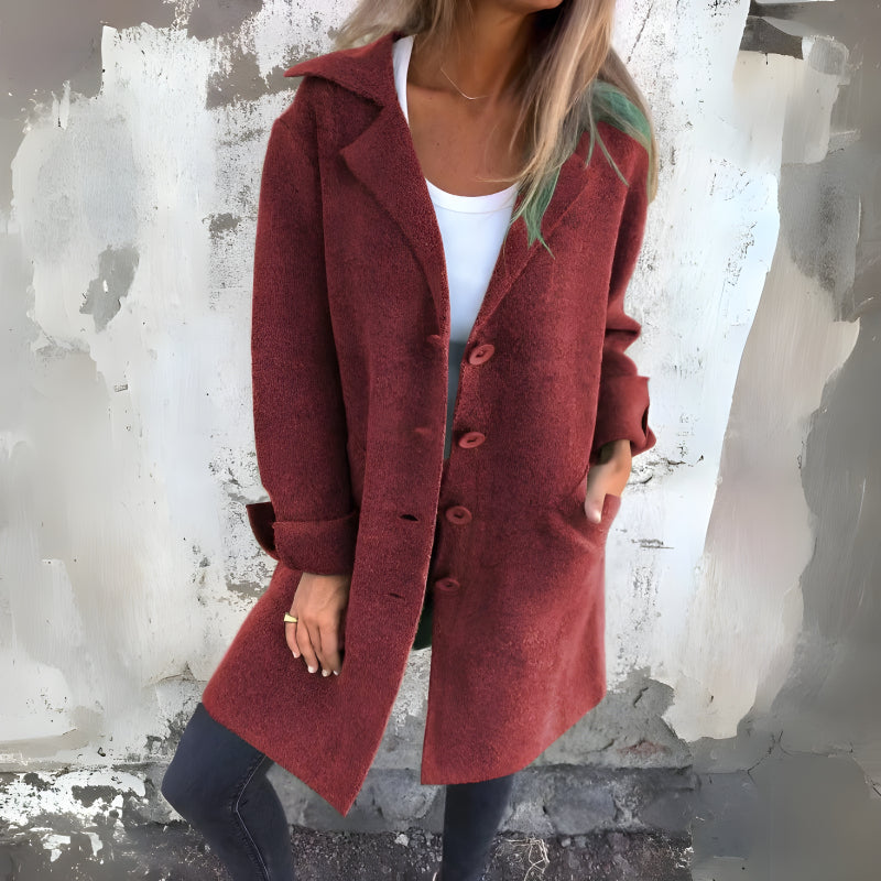 Stylish Lapel Wool Long Coat