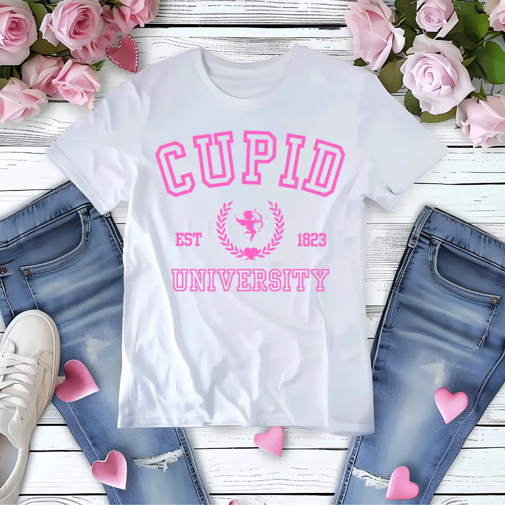 Cupid University Printed Sweatshirt And T Shirt