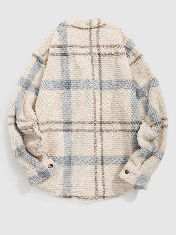 Plaid Fleece Button Down Jacket