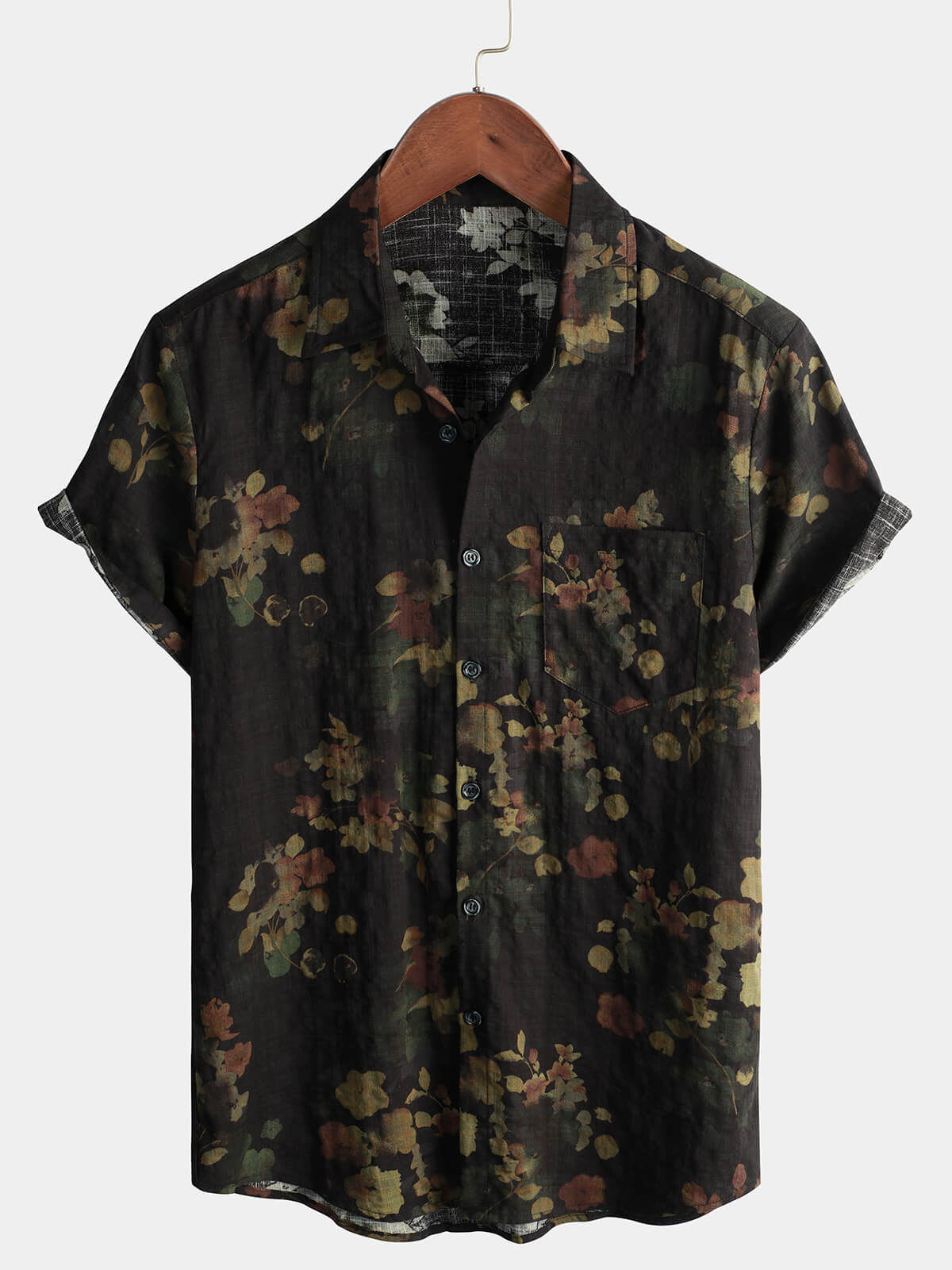 Men Floral Vintage Cotton Shirt