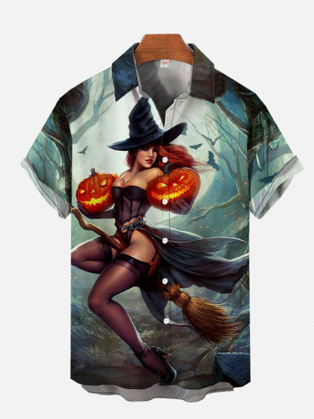 Men's Halloween Print Anti-Wrinkle Shirt