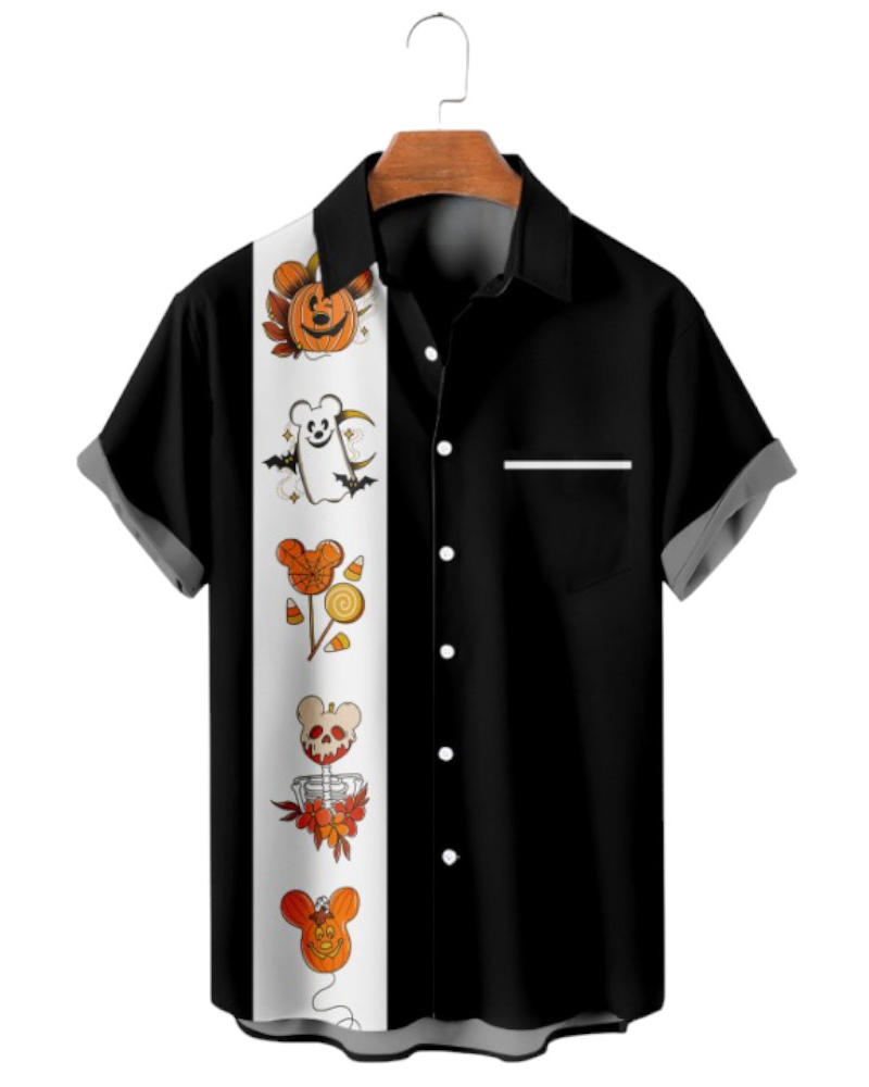 Halloween Funny Cartoons Print Short Sleeve Shirt