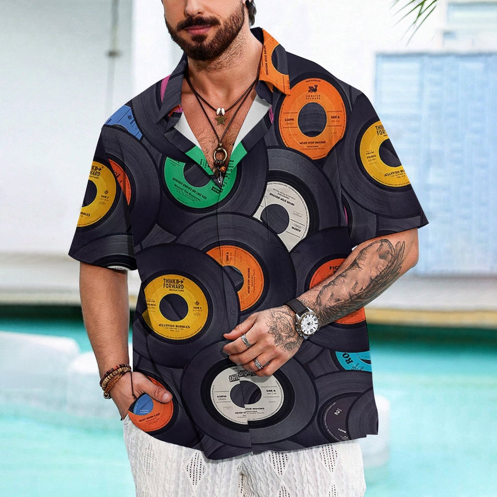 Disc Printed Casual Short Sleeve Shirt