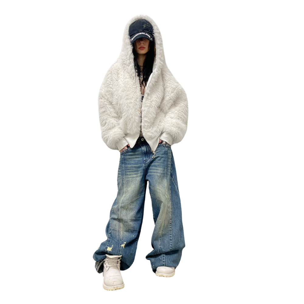 Reversible Hooded Zip Jacket with Faux Fur Interior