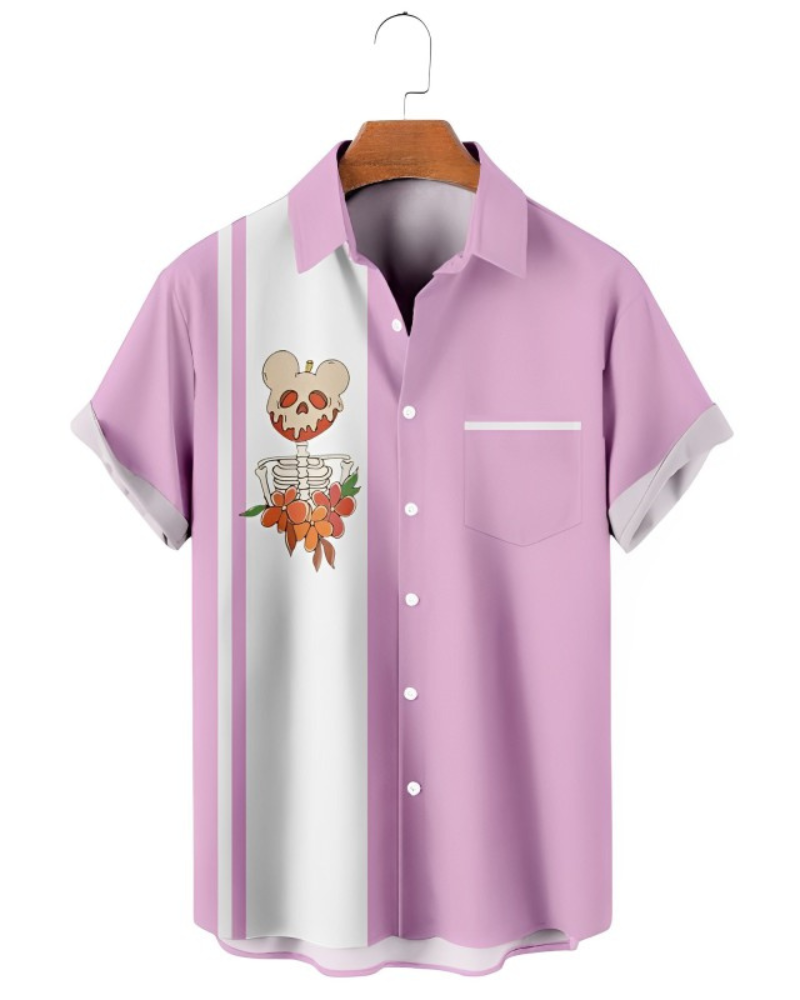 Halloween Simple Apple Print Bowling Shirt