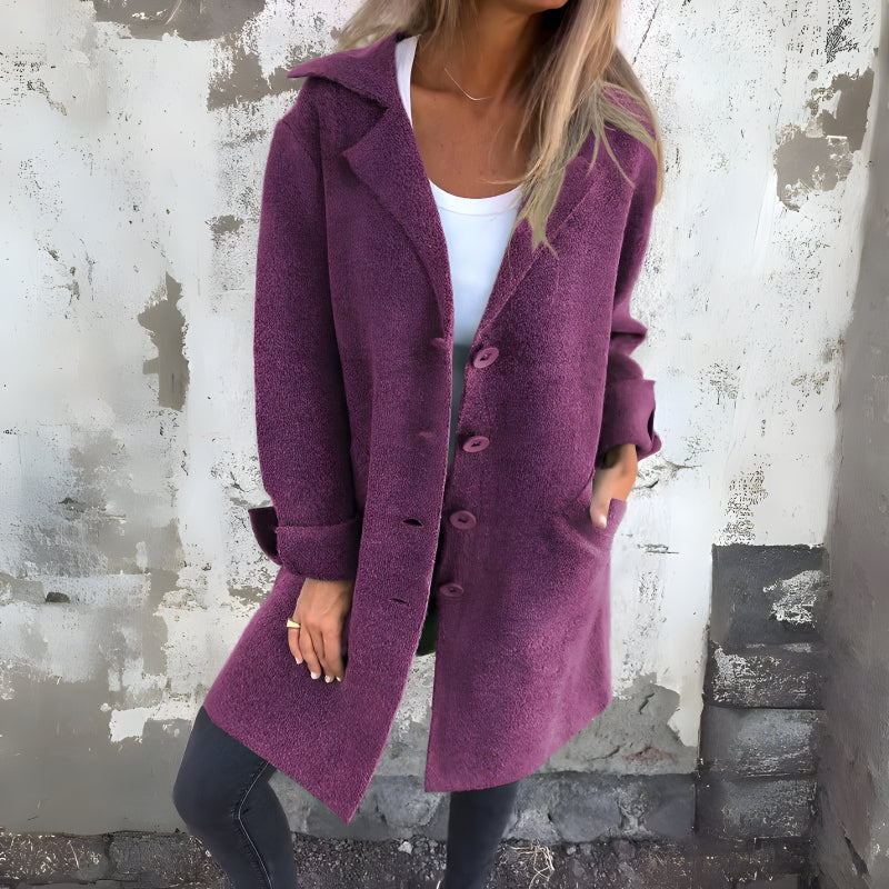 Stylish Lapel Wool Long Coat