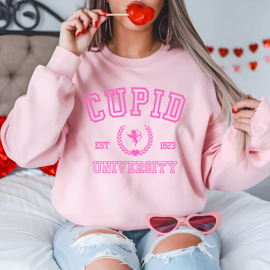 Cupid University Printed Sweatshirt And T Shirt