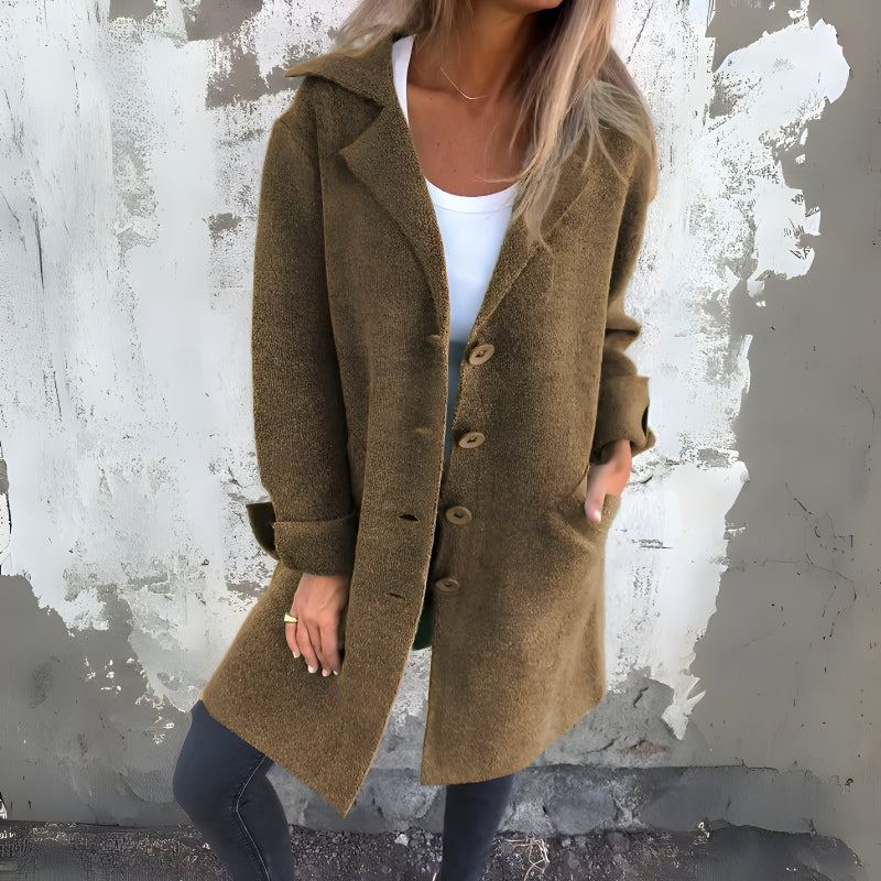 Stylish Lapel Wool Long Coat