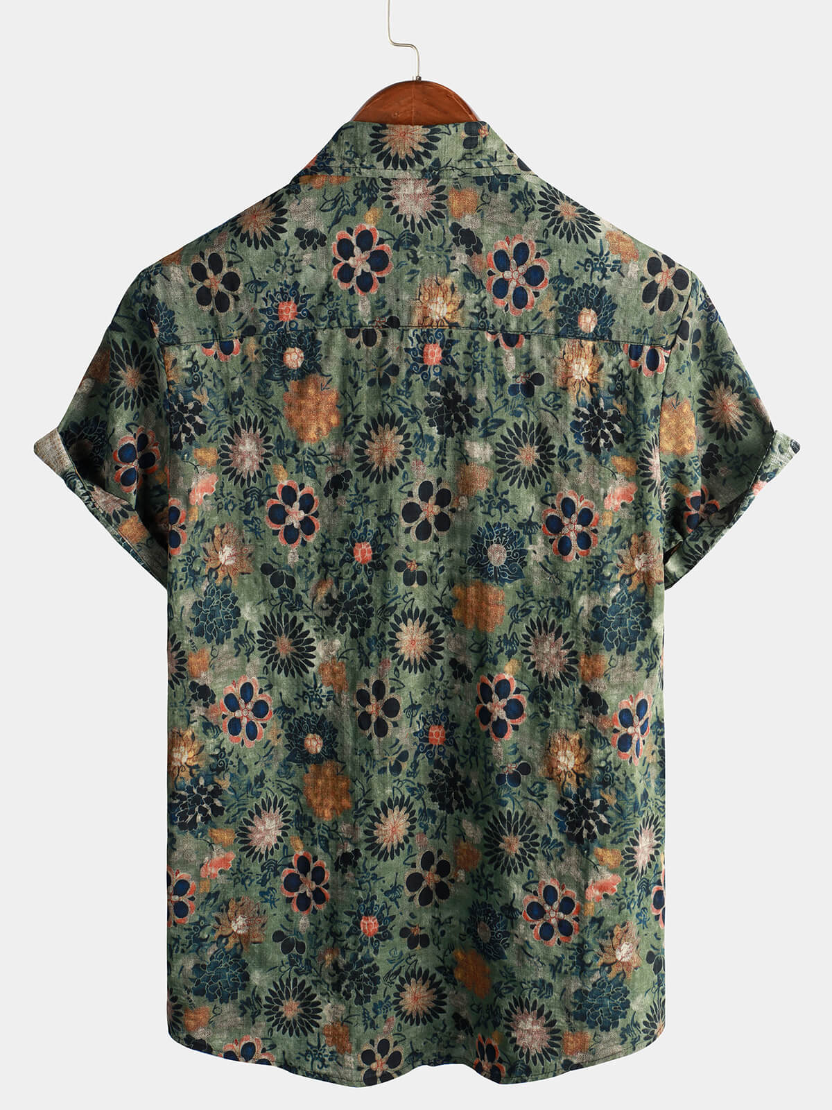 Men Floral Vintage Cotton Shirt