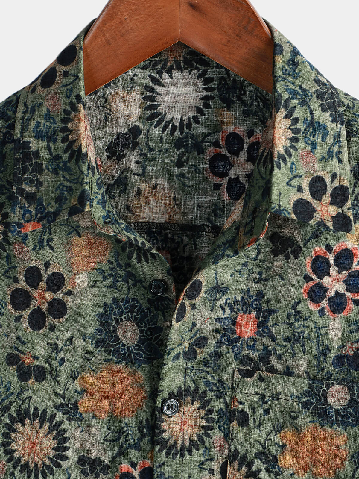 Men Floral Vintage Cotton Shirt