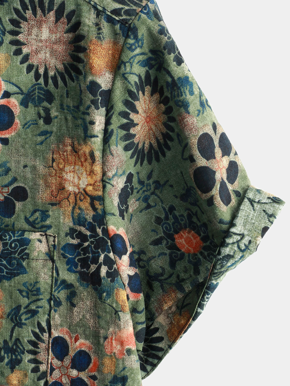 Men Floral Vintage Cotton Shirt