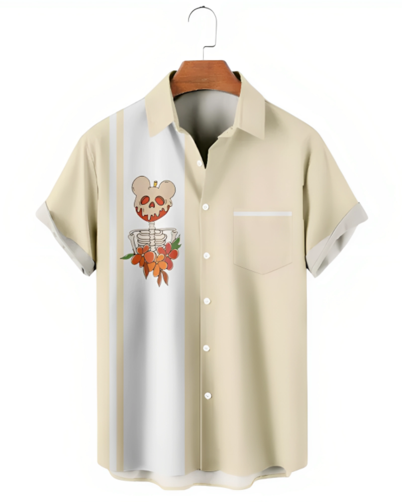 Halloween Simple Apple Print Bowling Shirt