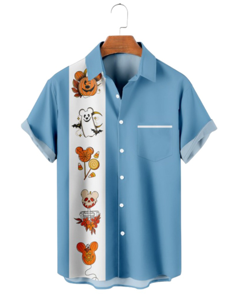 Halloween Funny Cartoons Print Short Sleeve Shirt