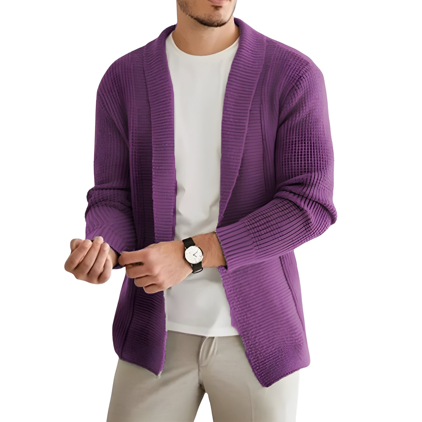 Classic Long Sleeve Knit Cardigan With Lapel