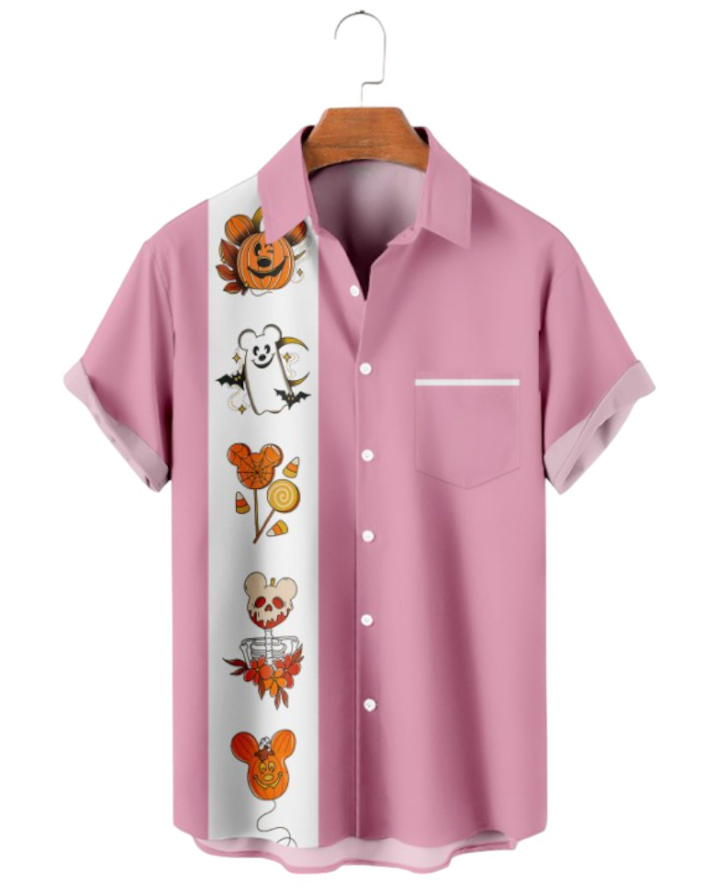 Halloween Funny Cartoons Print Short Sleeve Shirt