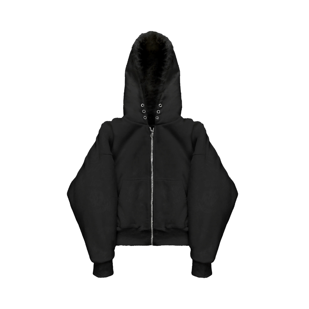 Reversible Hooded Zip Jacket with Faux Fur Interior