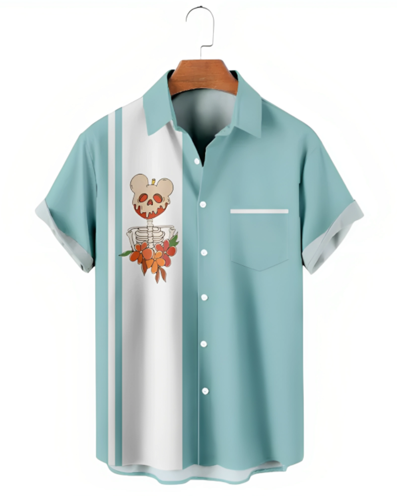 Halloween Simple Apple Print Bowling Shirt