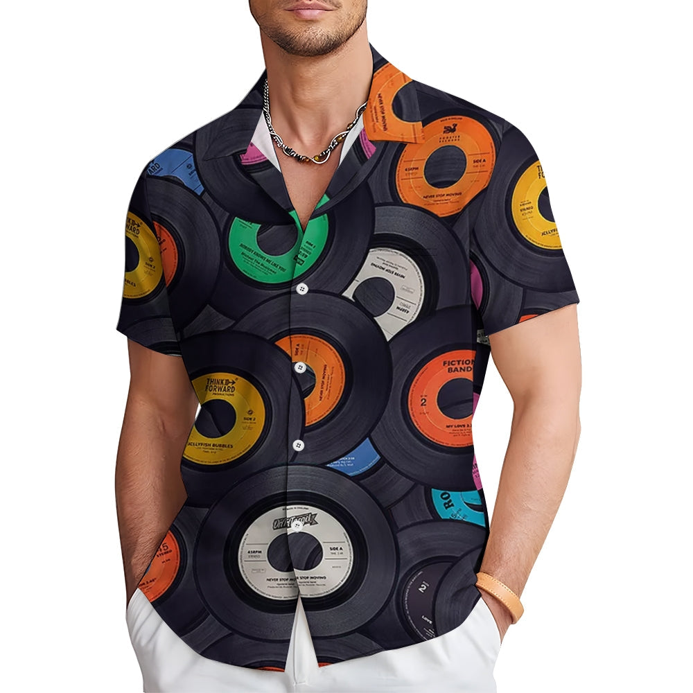 Disc Printed Casual Short Sleeve Shirt