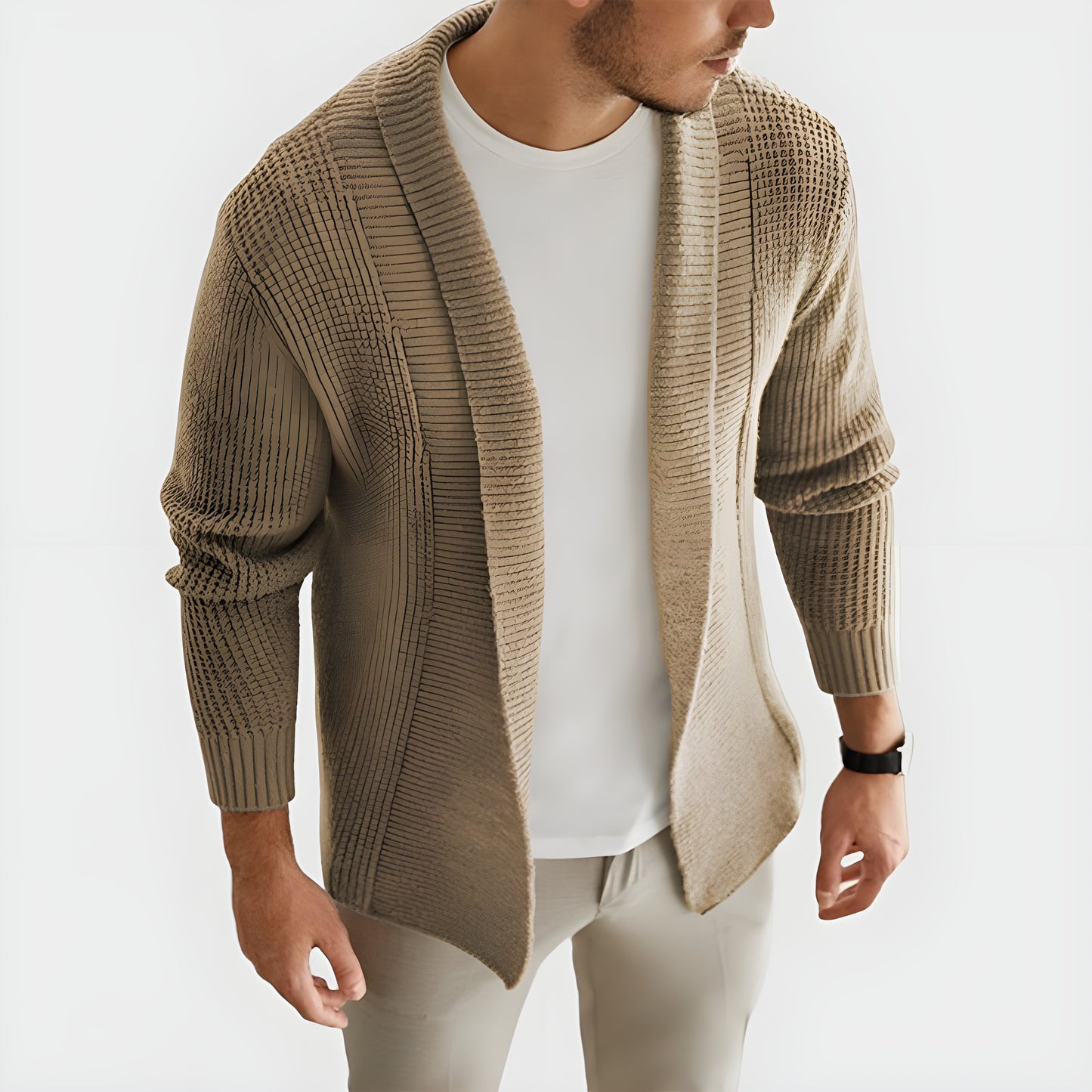 Classic Long Sleeve Knit Cardigan With Lapel