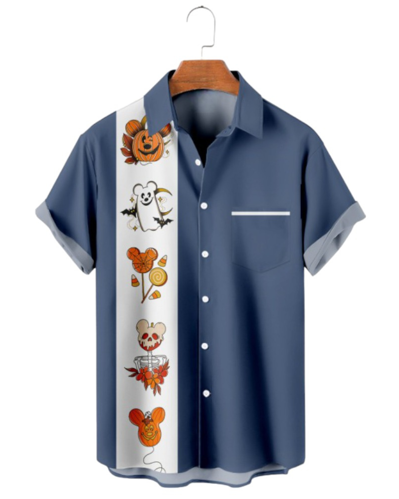 Halloween Funny Cartoons Print Short Sleeve Shirt