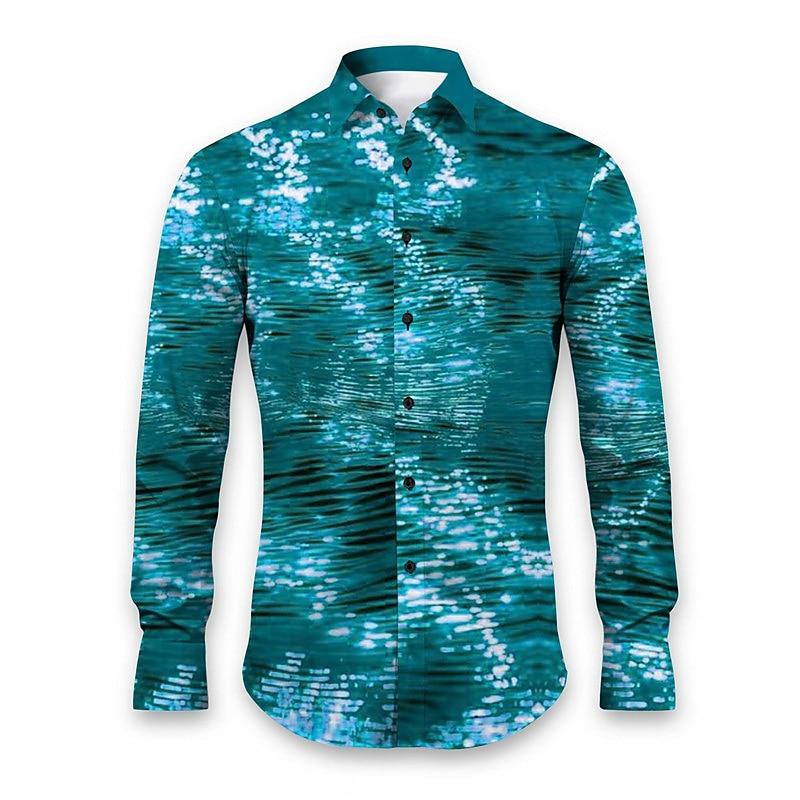 Abstract Glitter Print Button Down Shirt