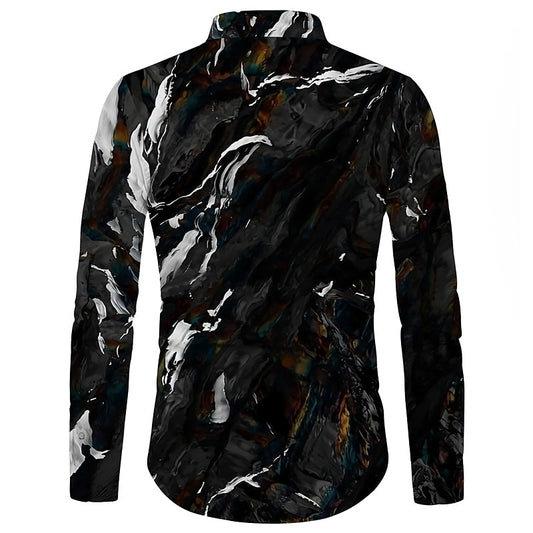 Abstract Glossy Print Long Sleeve Shirt