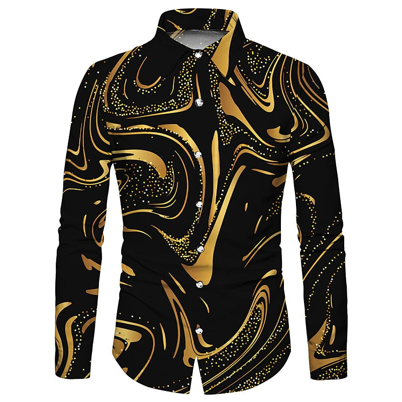 Abstract Graphic Print Partywear Shirt