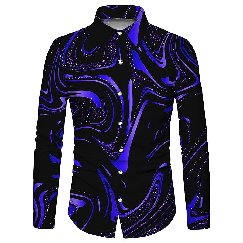 Abstract Graphic Print Partywear Shirt