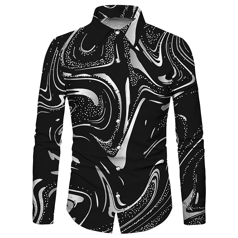 Abstract Graphic Print Partywear Shirt