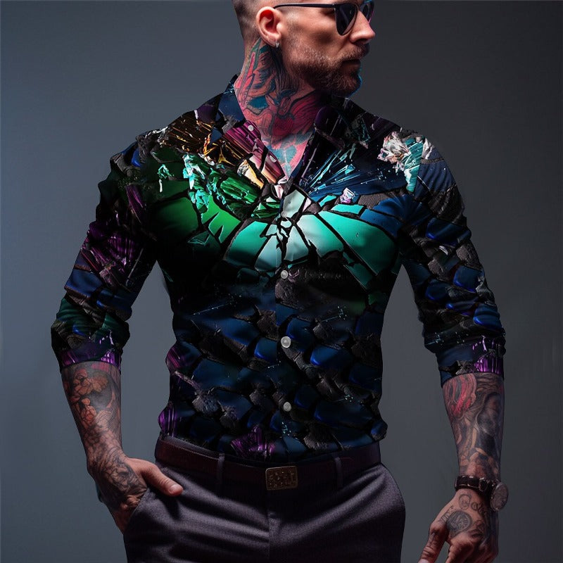 Abstract Graphic Printed Party Shirt