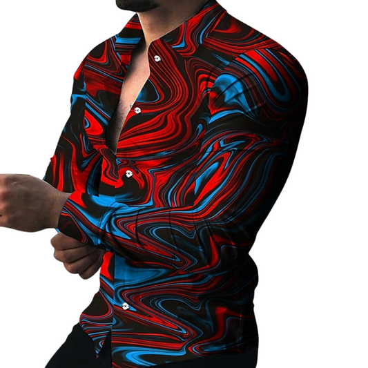 Abstract Swirl Patterned Party Shirt