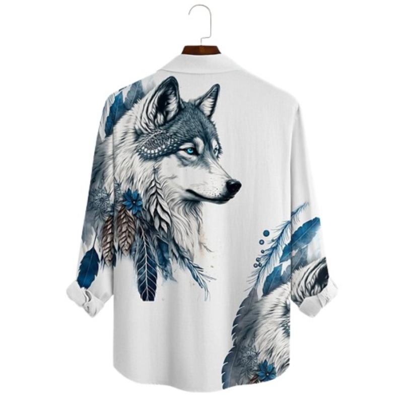 Abstract Wolf Print Vintage Shirt