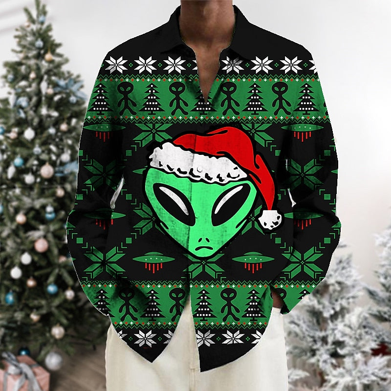 Alien Snowflake Christmas Partywear Shirt
