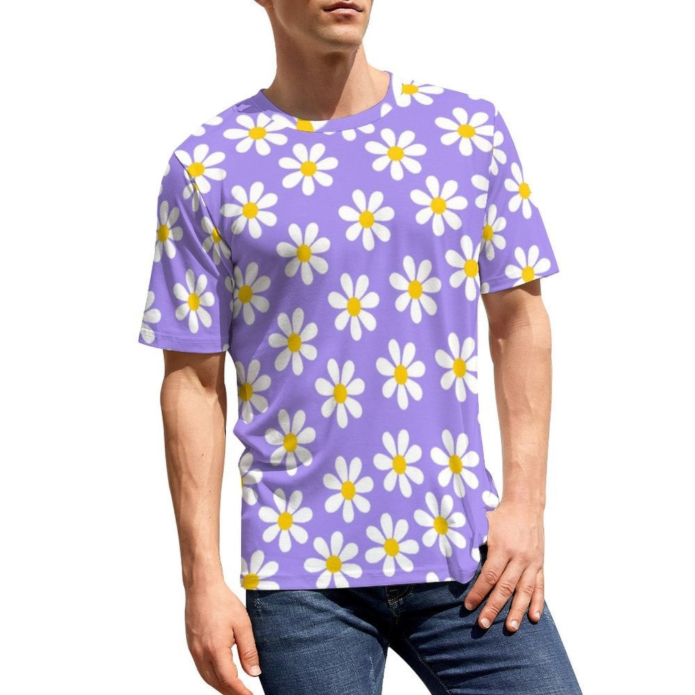 All Over Round Collar Floral Holiday T Shirt