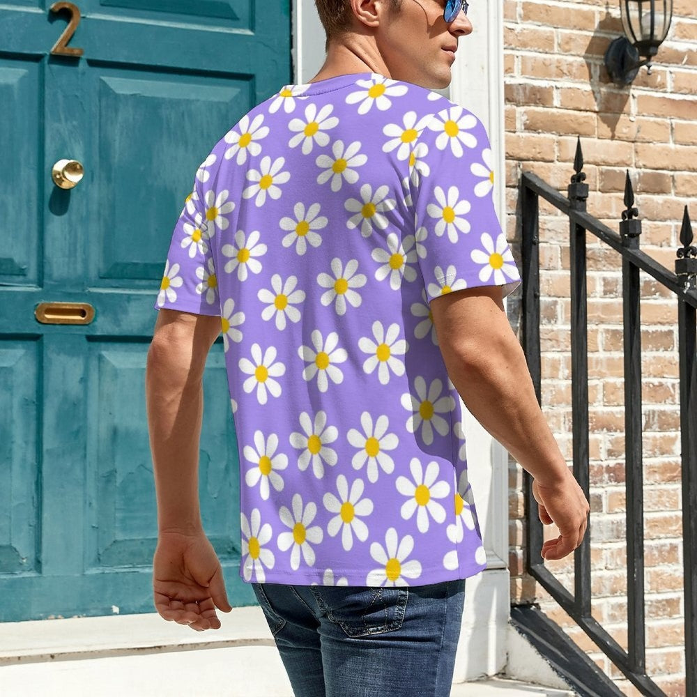 All Over Round Collar Floral Holiday T Shirt