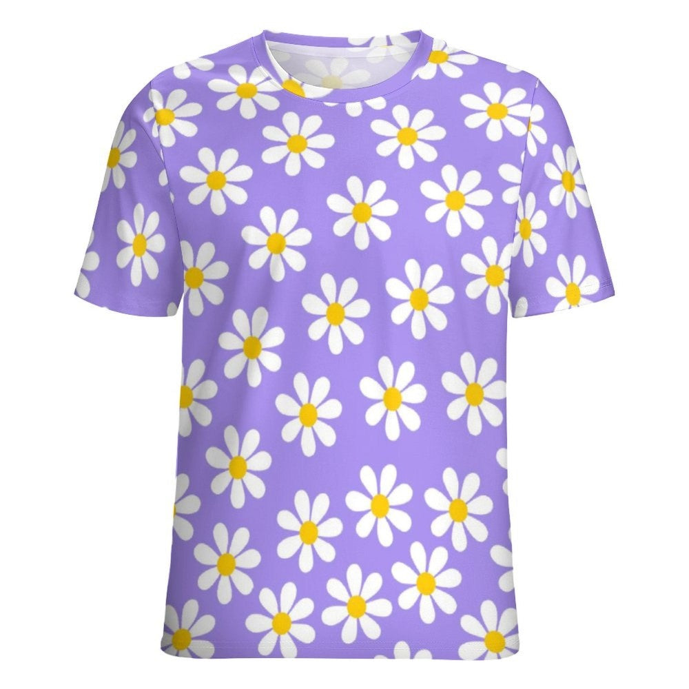 All Over Round Collar Floral Holiday T Shirt