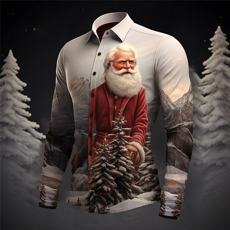 Alpine Christmas Santa Tree Holiday Shirt