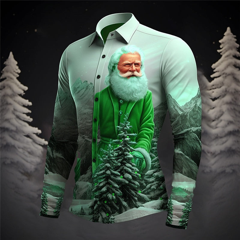 Alpine Christmas Santa Tree Holiday Shirt