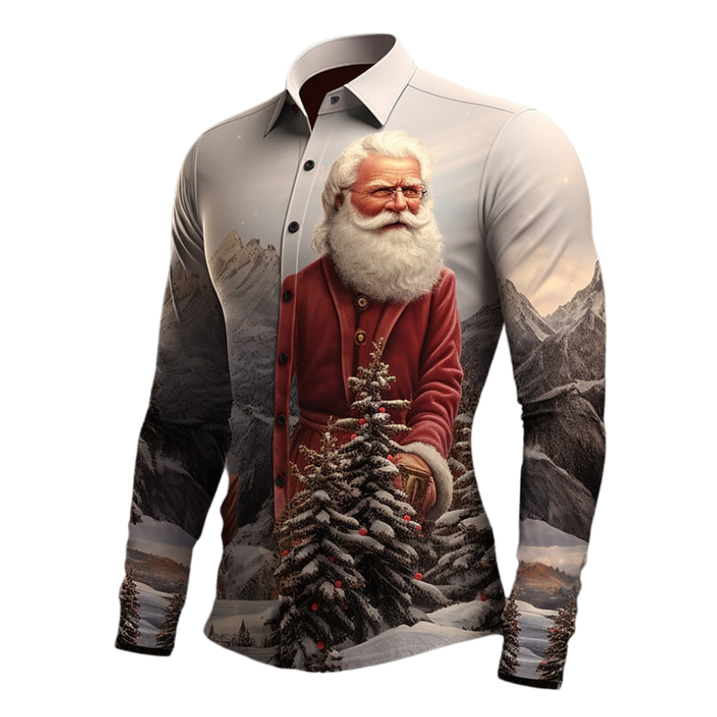 Alpine Christmas Santa Tree Holiday Shirt