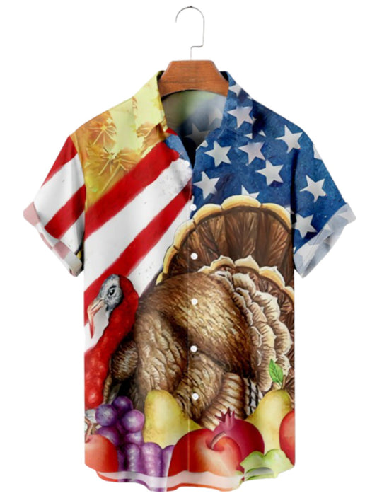 American Flag Print Short Sleeve Shirt