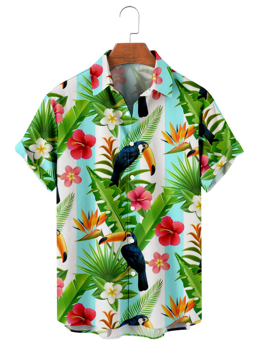 Animal Parrot Casual Short Sleeve Shirt