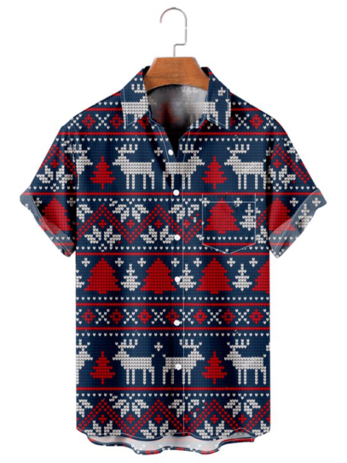 Animal Printed Christmas Short Sleeve Shirt