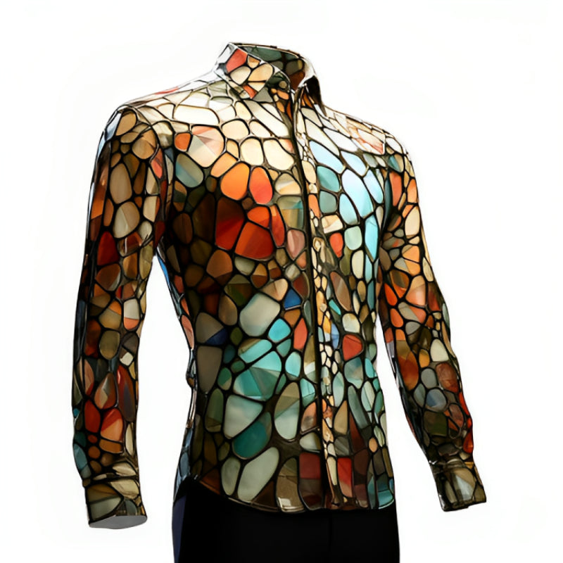 Artistic Color Block Casual Shirt