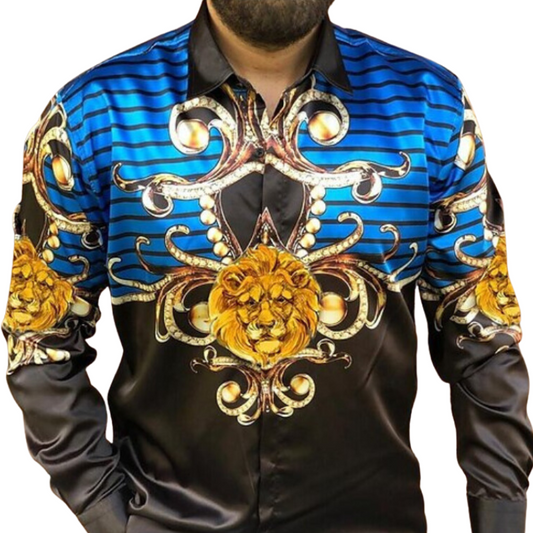 Baroque Lion Print Party Shirt