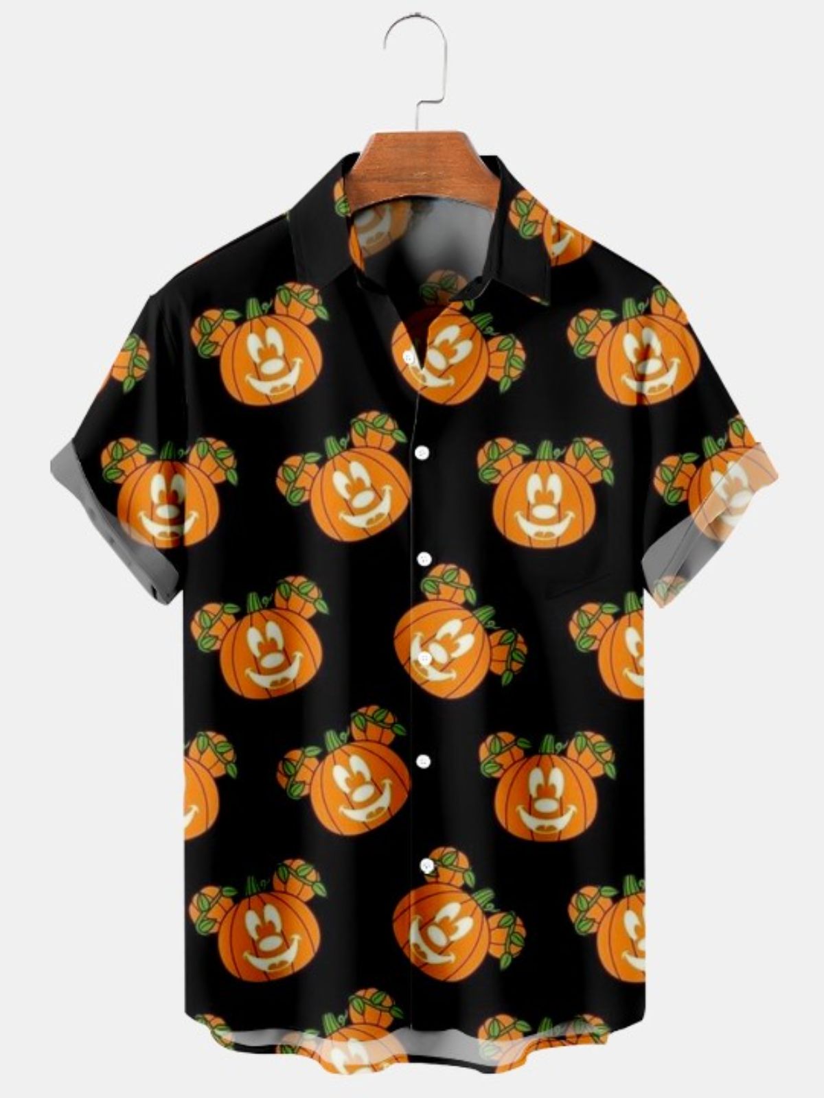 Basic Cartoon Pumpkin Print Short Sleeve Shirt