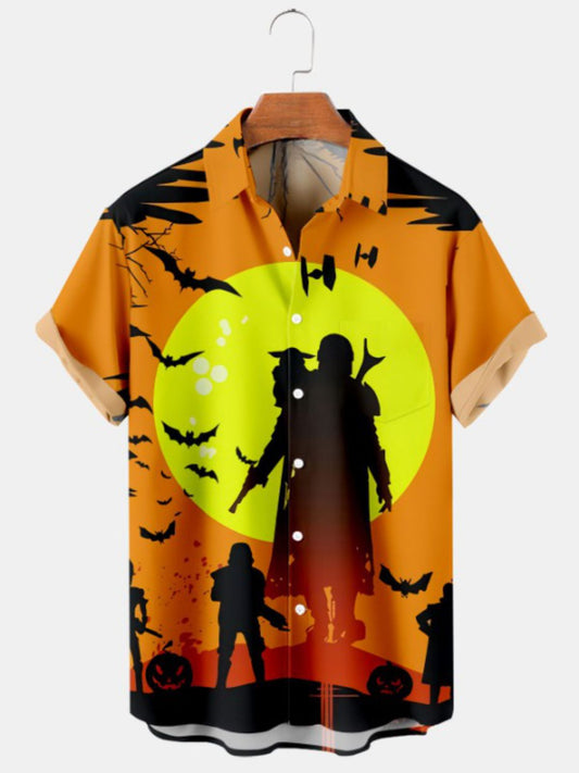 Bats And Heroes Print Short Sleeve Shirt